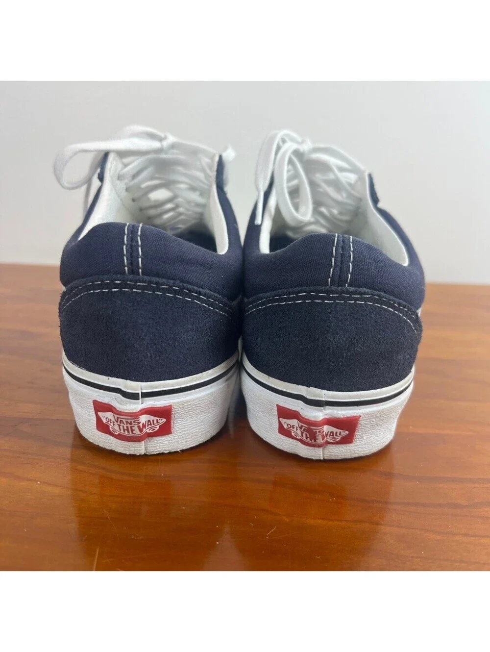Vans Old Skool Navy White Suede Canvas Sneakers Unisex Size 6.5 Men 8 Women